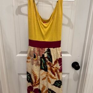 Yellow and Multicolor Sleeveless Dress